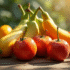 Assortiment de fruits Ugli et Uvaria sur table ensoleillee