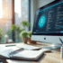 Espace de travail moderne avec ordinateur affichant l'intranet