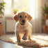 Chiot labrador joueur dans un salon lumineux