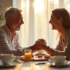 Couple marié souriant lors du petit déjeuner en matinée