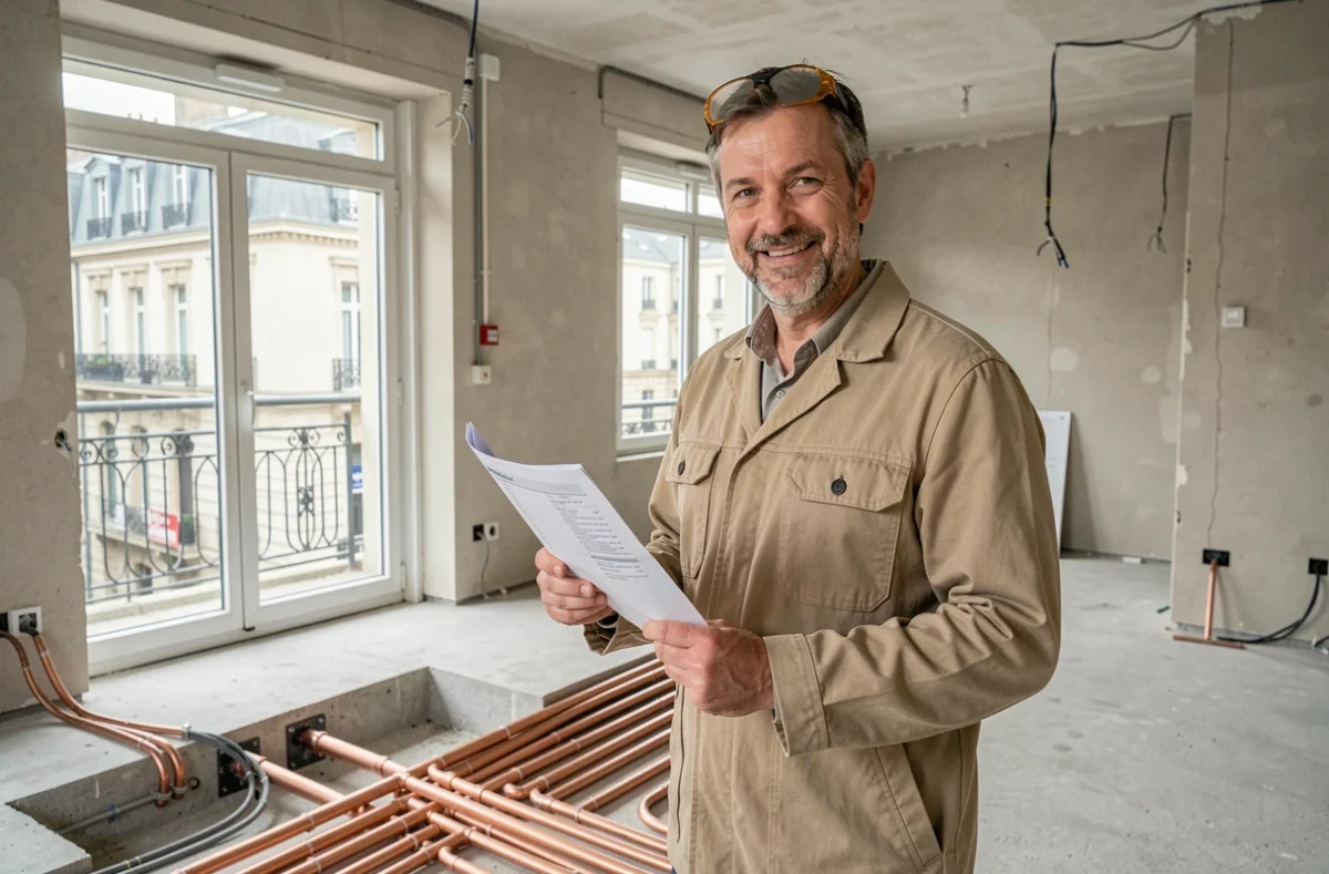 Spécialiste ELYOTHERM BOURGOGNE présentant un plancher chauffant dans un appartement en rénovation à Dijon