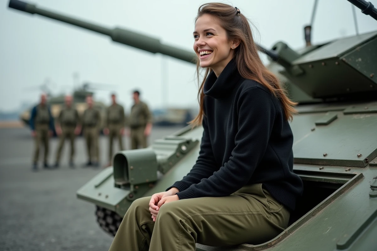 Jeune femme dans le turret d