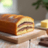 Gâteau opera tranché avec ses couches délicates sur une table en bois