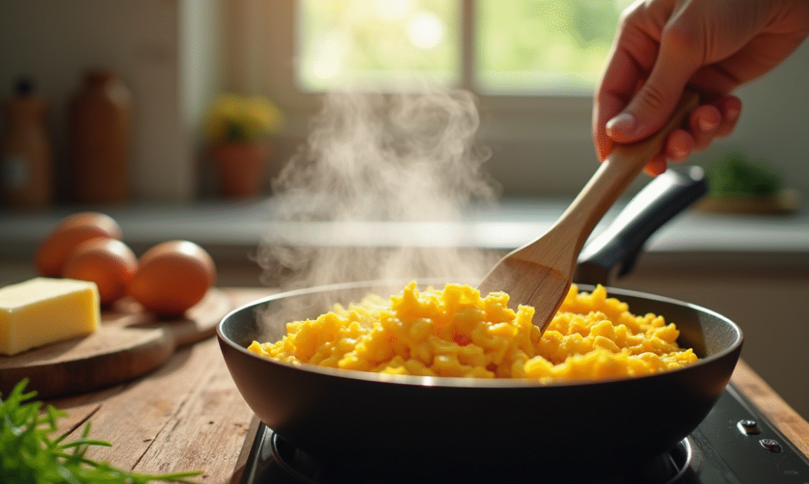 Œufs brouillés parfaits : la recette traditionnelle au bain-marie