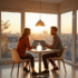 Jeune couple cherchant immobilier sur un ordinateur ensoleille