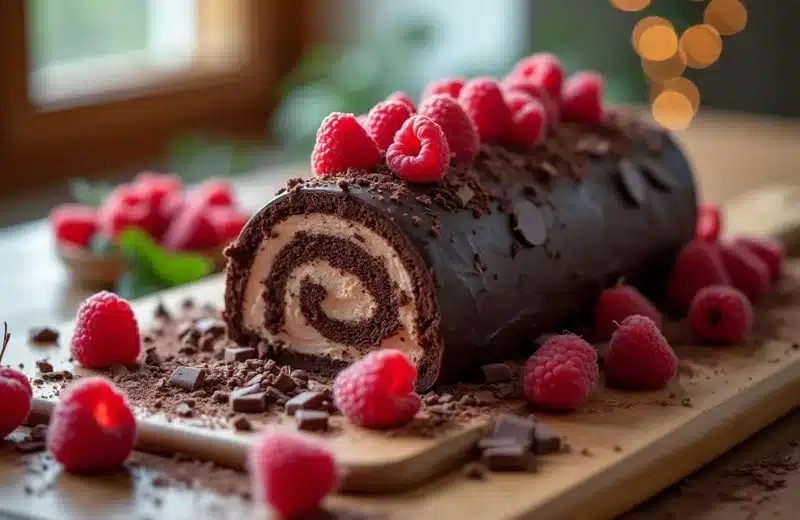 La délicate alchimie de la bûche chocolat-framboise