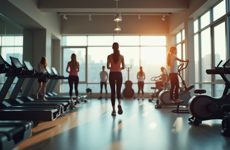 Intérieur lumineux d'une salle de sport femmes diverses