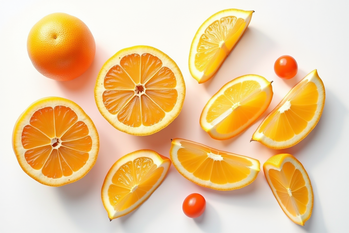 Tranches d Ugli et fruits Uvaria sur fond blanc